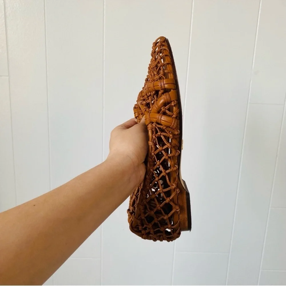 Tory Burch Brown Woven Lace-Up Flat - Picture 4 of 5